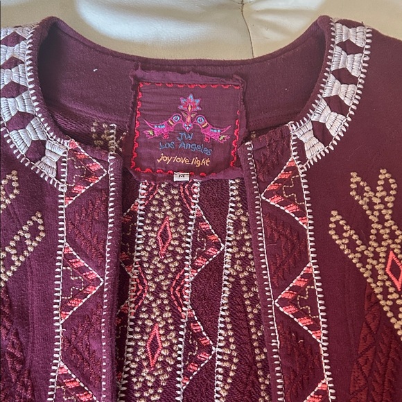 Johnny Was Burgundy Embroidered Tunic - Picture 2 of 3